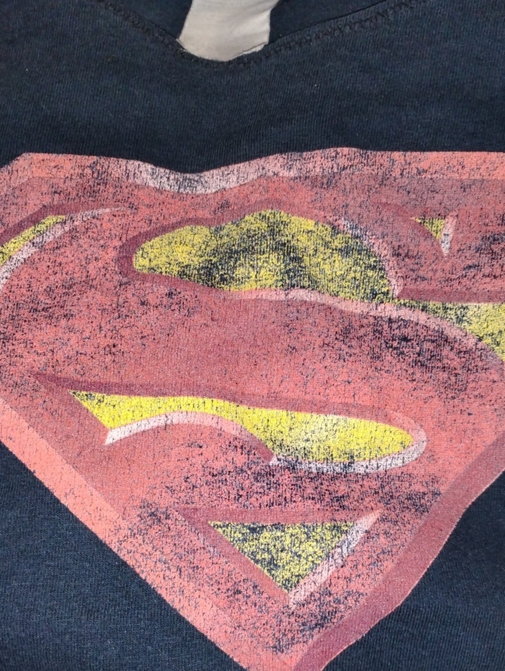Vintage Superman Logo Tee - Pink & Yellow Print